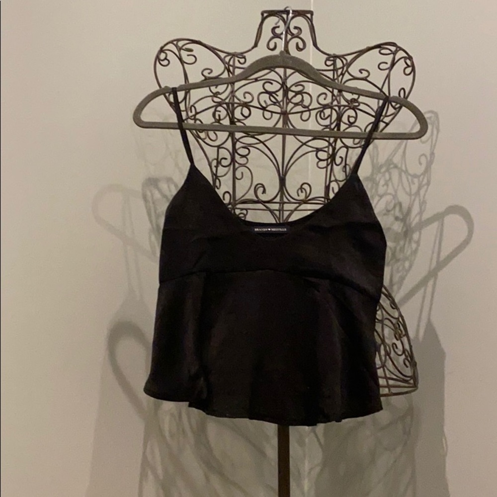 Brandy Melville USA black silk crop top loose